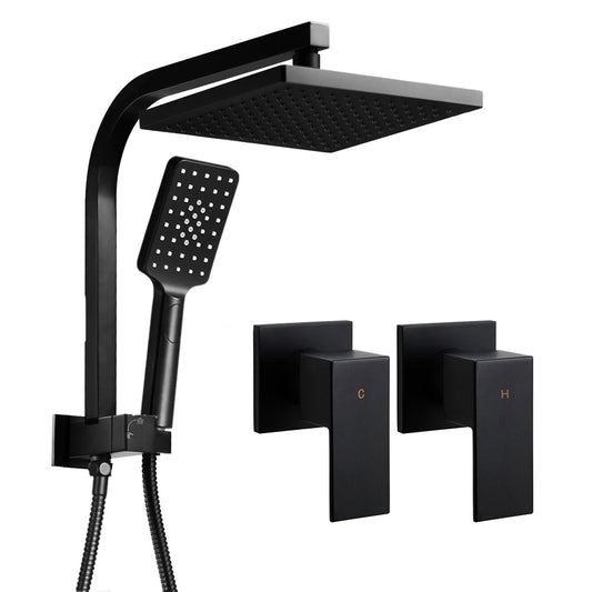 8'' Rain Shower Head Taps Square Handheld High Pressure Wall Black