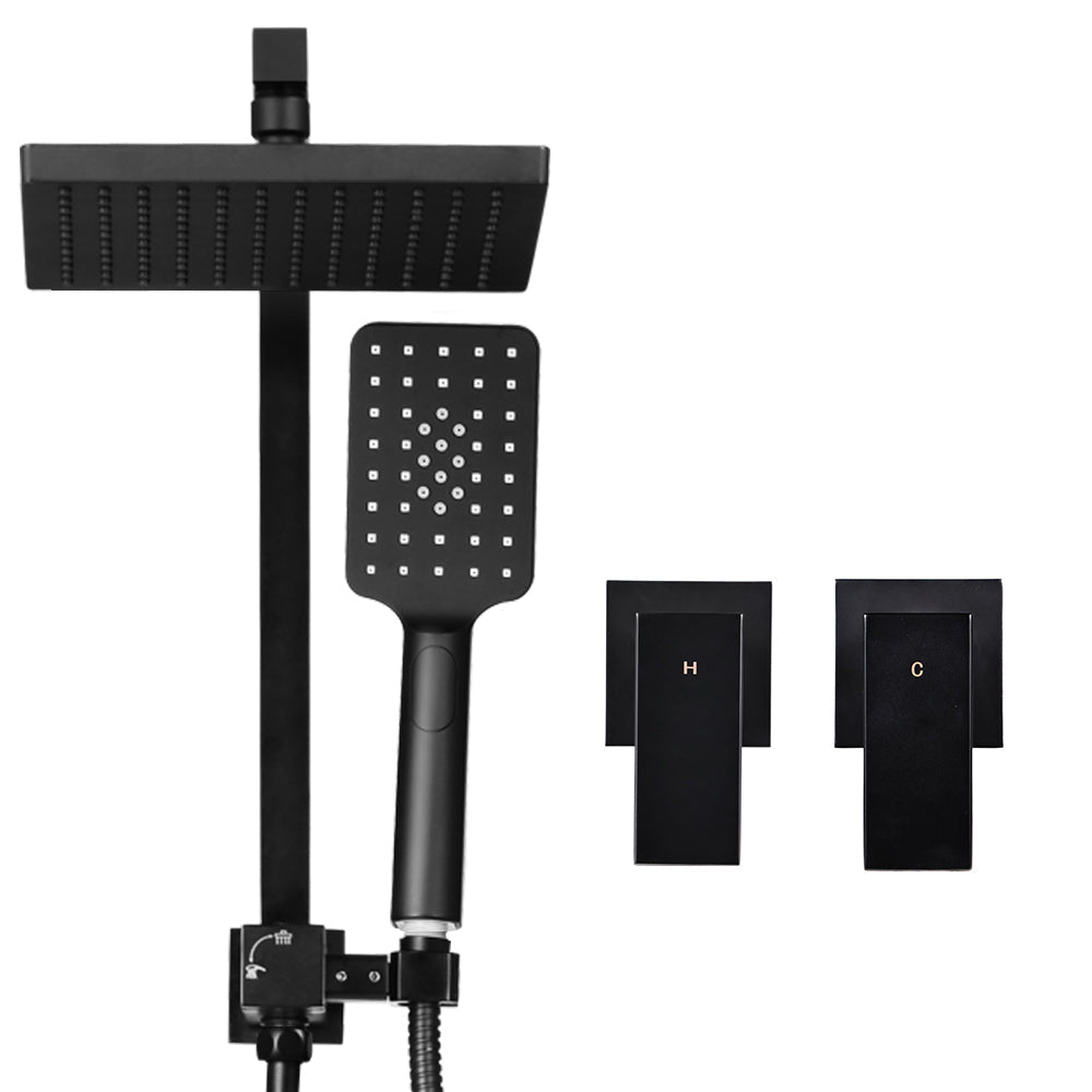8'' Rain Shower Head Taps Square Handheld High Pressure Wall Black