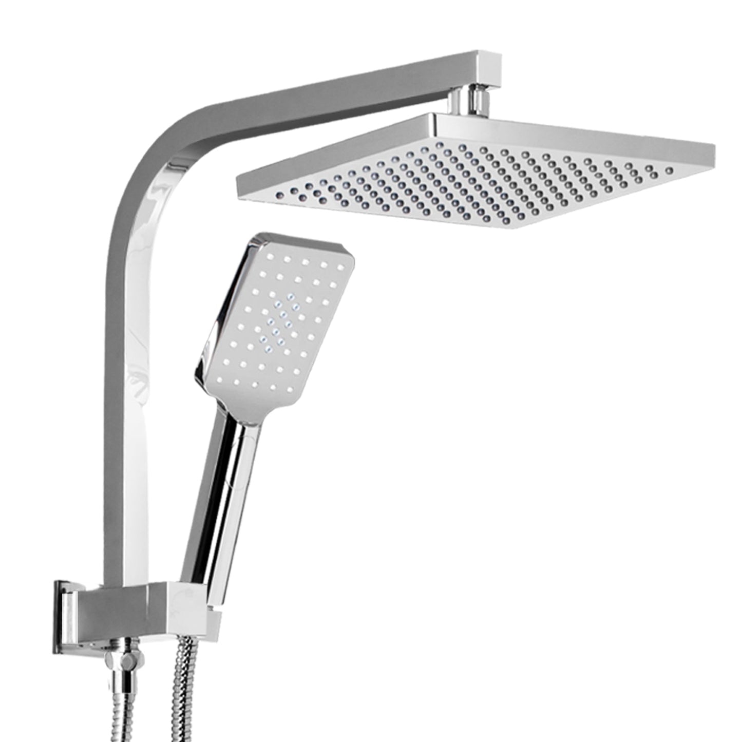 8'' Rain Shower Head Set Square Handheld High Pressure Wall Chrome