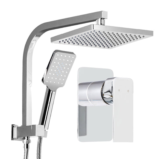 8'' Rain Shower Head Mixer Square Handheld High Pressure Wall Chrome