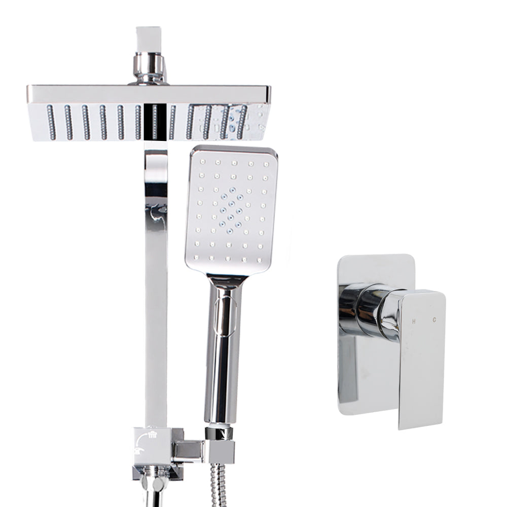 8'' Rain Shower Head Mixer Square Handheld High Pressure Wall Chrome