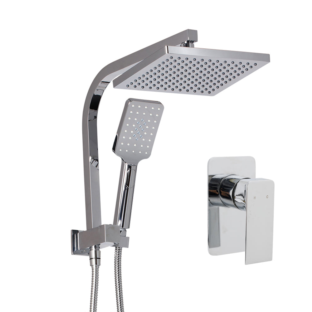 8'' Rain Shower Head Mixer Square Handheld High Pressure Wall Chrome