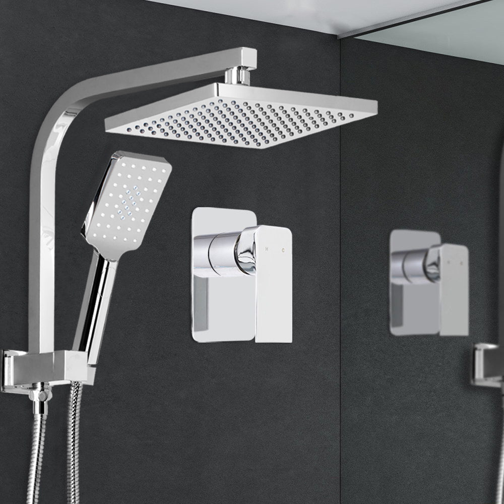 8'' Rain Shower Head Mixer Square Handheld High Pressure Wall Chrome