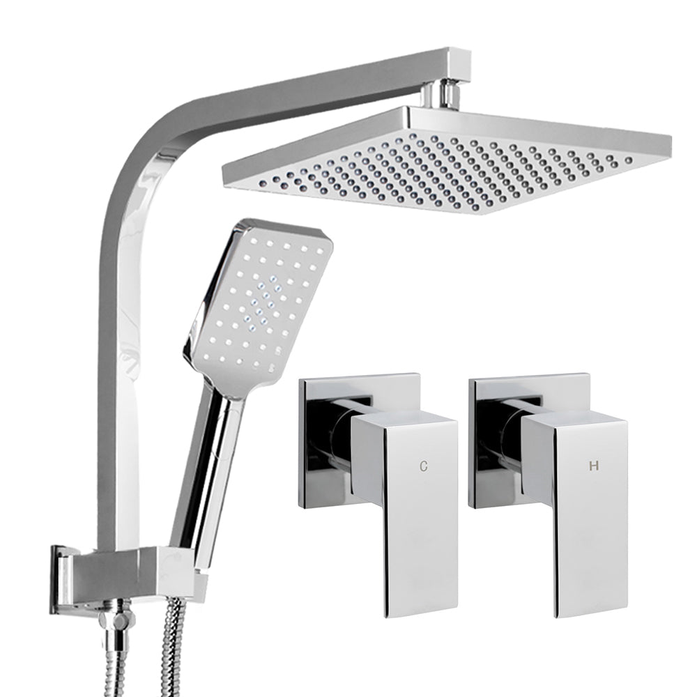 8'' Rain Shower Head Taps Square Handheld High Pressure Wall Chrome
