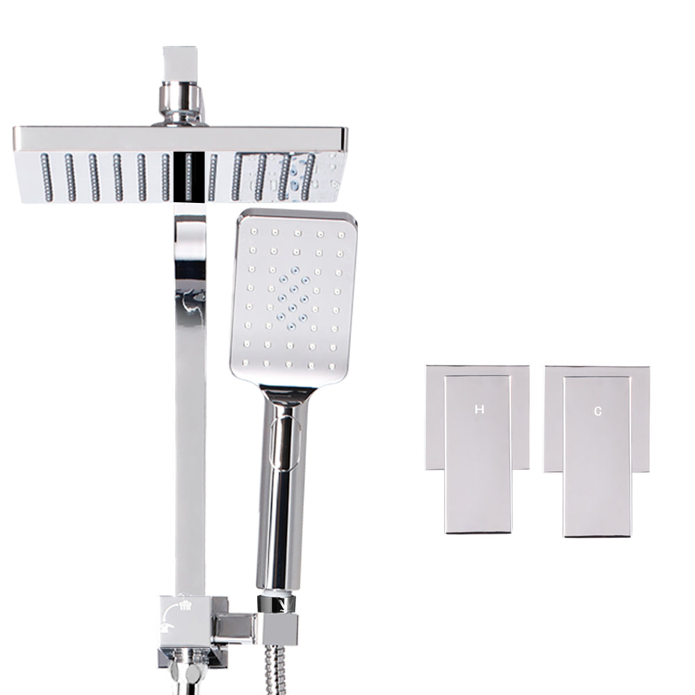 8'' Rain Shower Head Taps Square Handheld High Pressure Wall Chrome