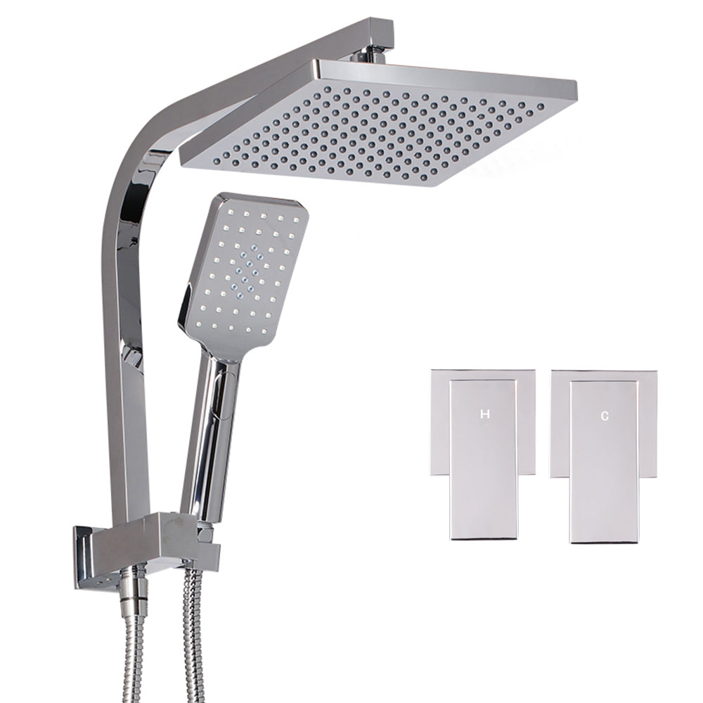 8'' Rain Shower Head Taps Square Handheld High Pressure Wall Chrome