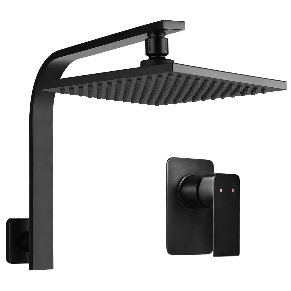 WElS 8'' Rain Shower Head Mixer Square High Pressure Wall Arm DIY Black