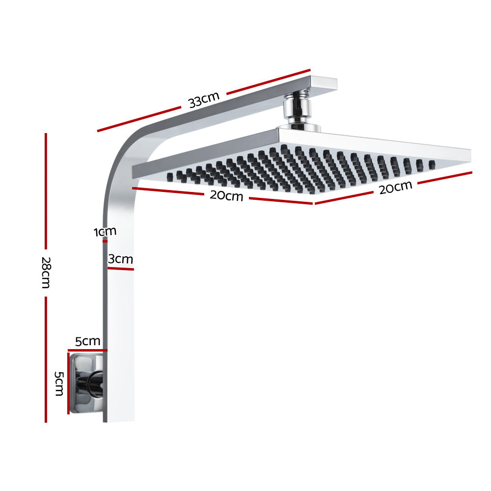 8'' Rain Shower Head Set Square High Pressure Wall Arm DIY Chrome
