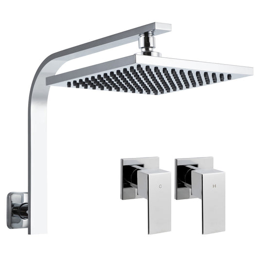 8'' Rain Shower Head Taps Square High Pressure Wall Arm DIY Chrome