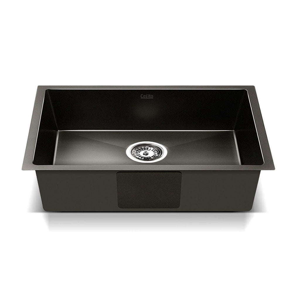 30cm x 45cm Stainless Steel Kitchen Sink Under/Top/Flush Mount Black