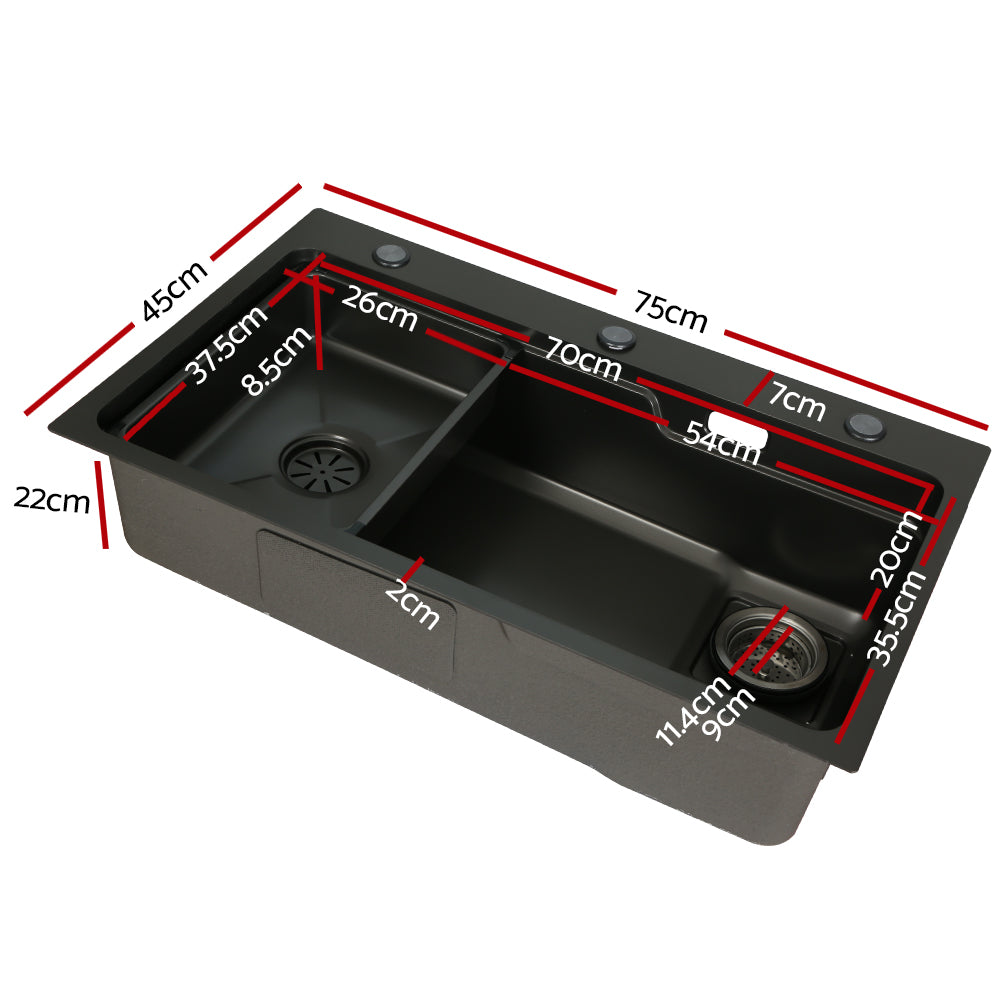 Kitchen Sink Basin Stainless Steel Under Top Flush Mount Bowl 750X450MM
