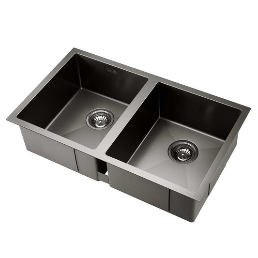 77cm x 45cm Stainless Steel Kitchen Sink Under/Top/Flush Mount Black