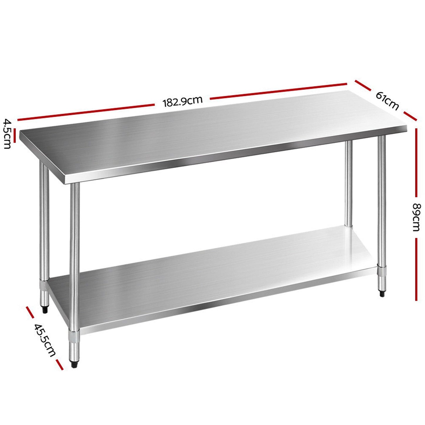 Stainless Steel Kitchen Bench - 610 x 1829mm