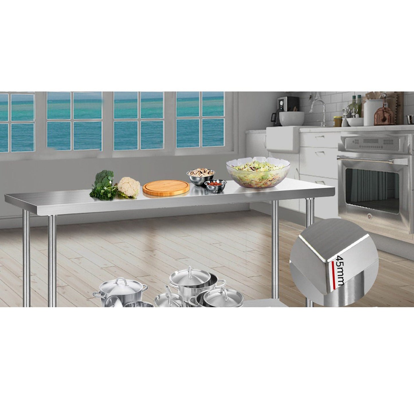 Stainless Steel Kitchen Bench - 610 x 1829mm