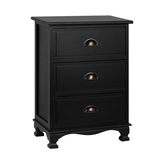 Bedside Table Chest Storage Cabinet Nightstand Black