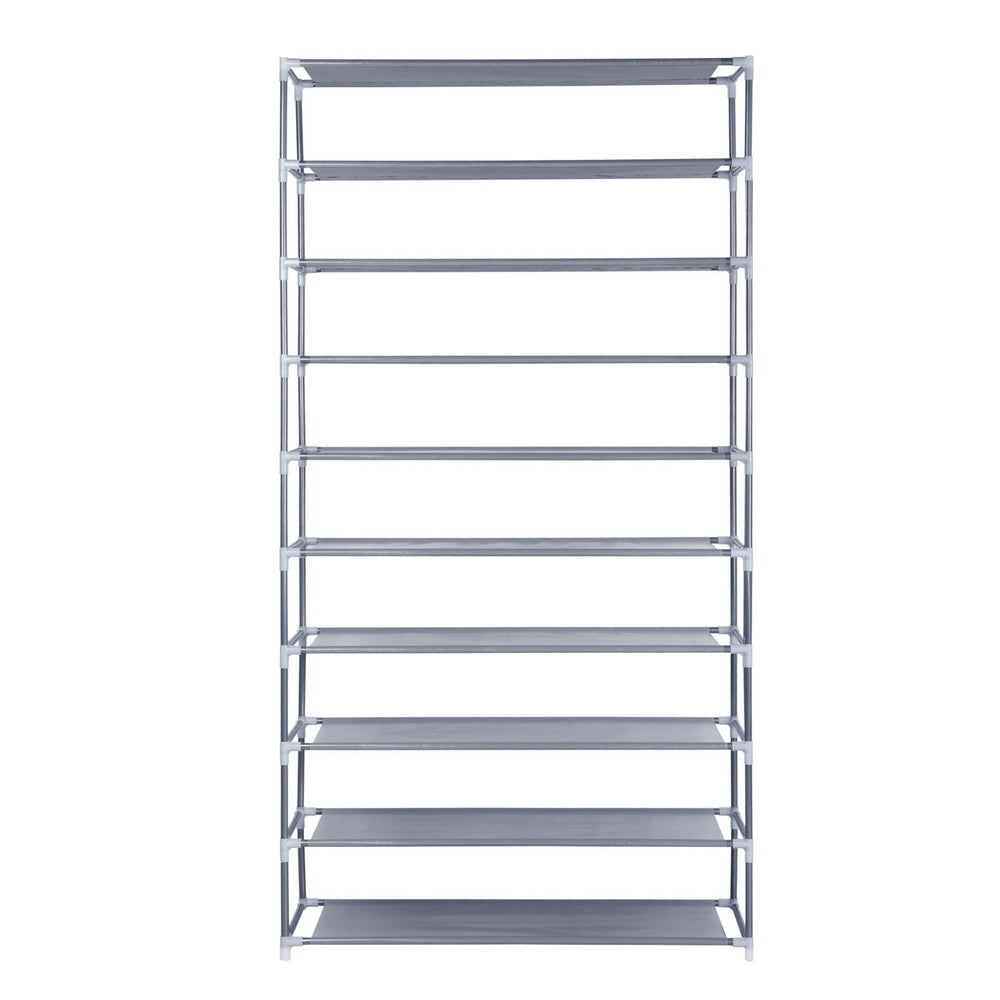 Metal Fram Stackable 10 Tier Shoe Rack - Silver