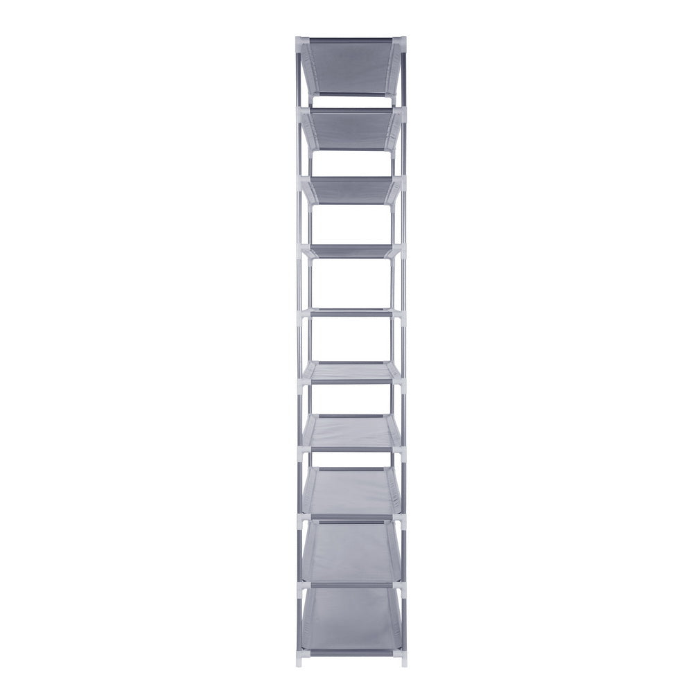 Metal Fram Stackable 10 Tier Shoe Rack - Silver