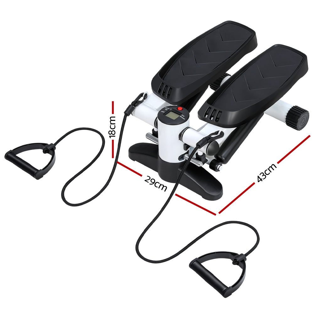 Folding Pedal Mini Stepper with Resistance Rope Mat Aerobic Trainer - Max User Weight 120kg
