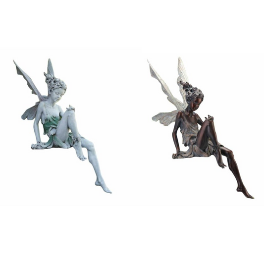 Outdoor Resin Fairy Statue Sitting Fairy Garden Ornament Sculpture Decor