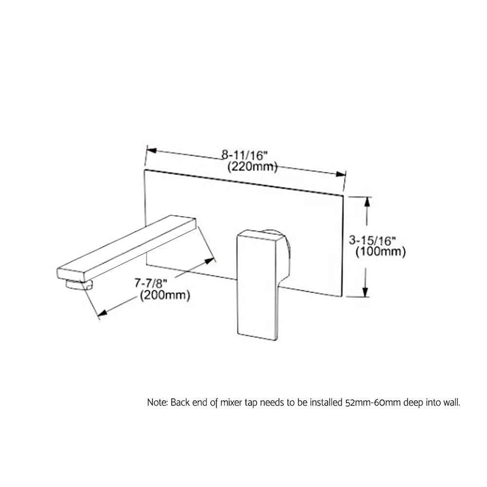 WELS Bathroom Tap Wall Square Black Basin Mixer Taps Vanity Brass Faucet