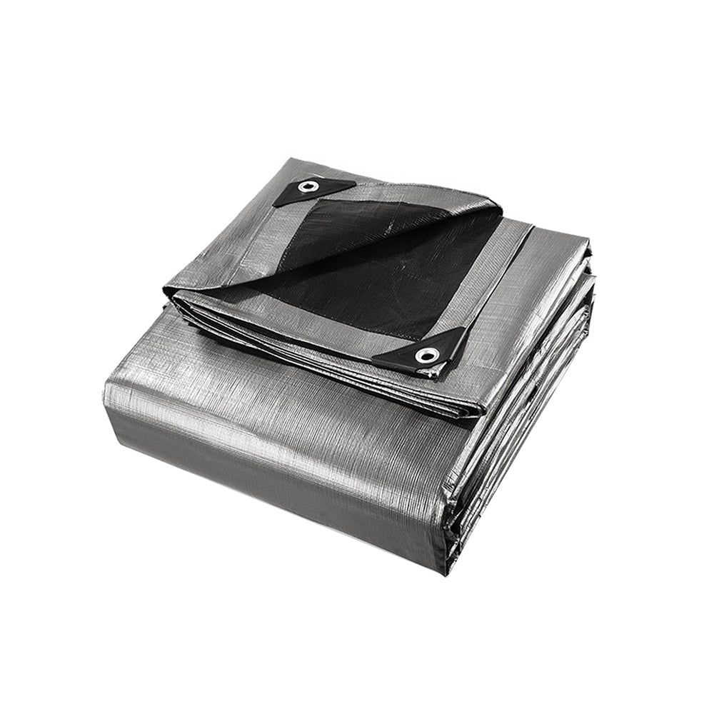 Camping Poly Tarpaulin Heavy Duty Cover 180GSM Silver - 3.6x4.8m