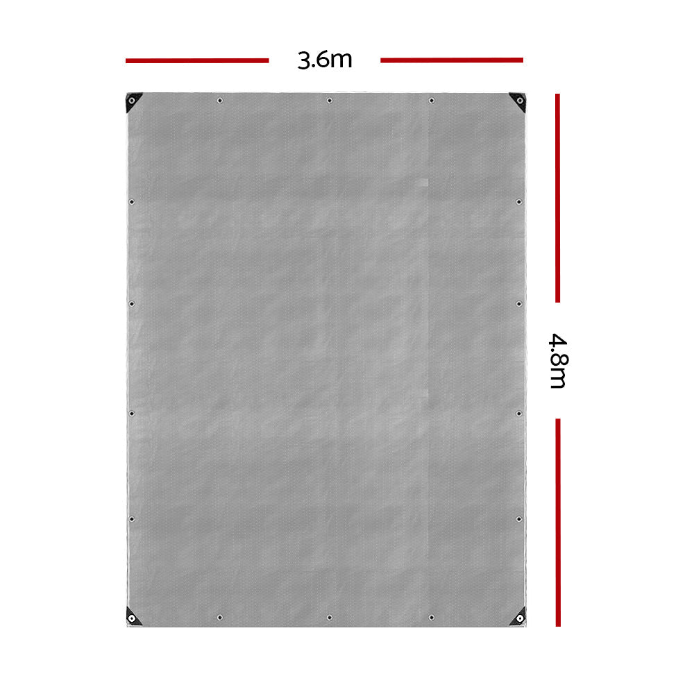 Camping Poly Tarpaulin Heavy Duty Cover 180GSM Silver - 3.6x4.8m