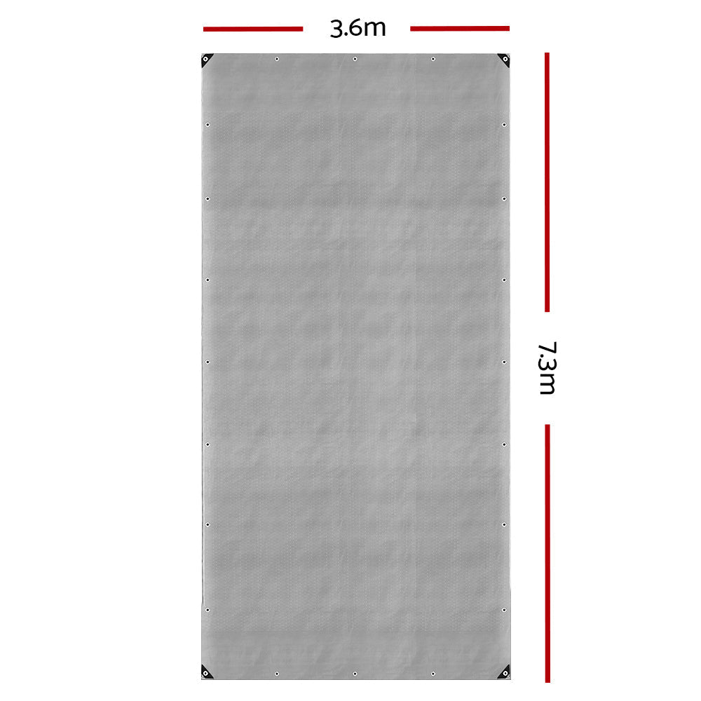 Camping Poly Tarpaulin Heavy Duty Cover 180GSM Silver - 3.6x7.6m