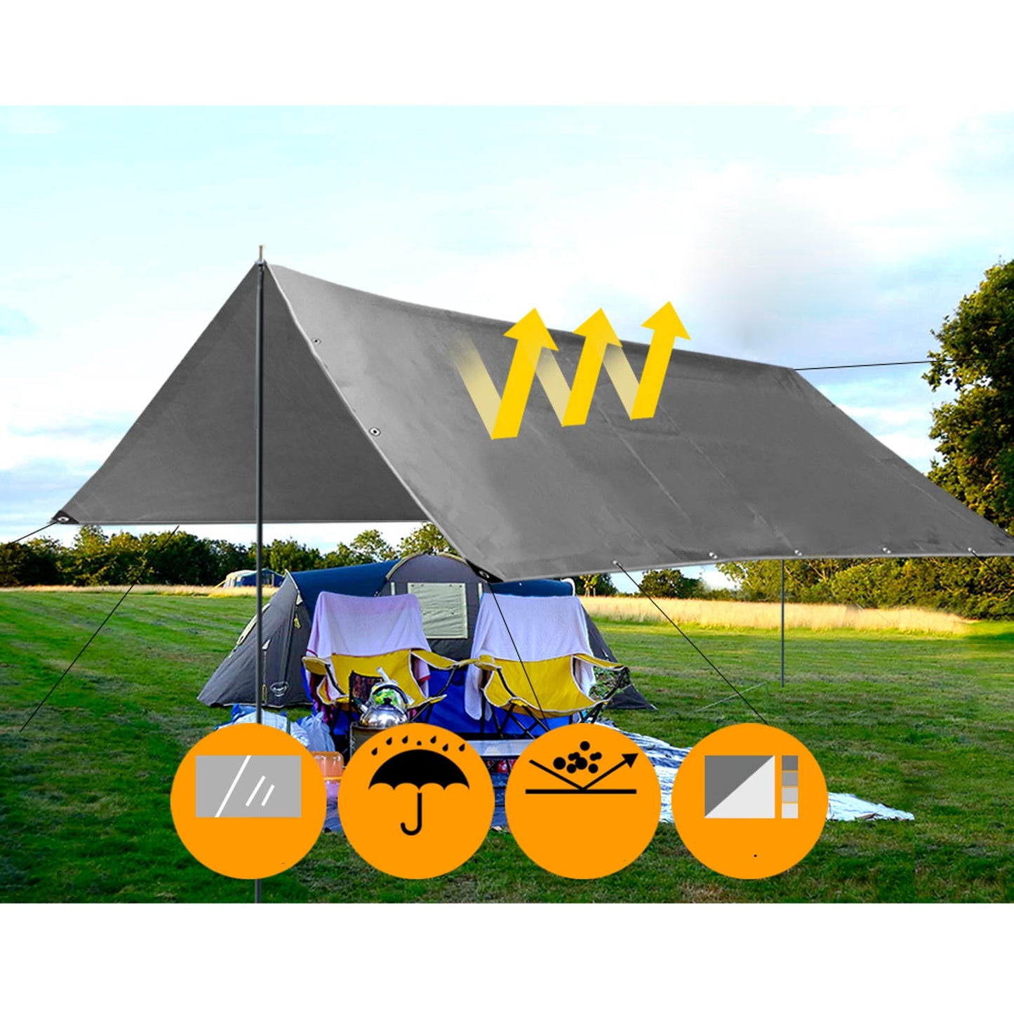 9x12m Tarp Camping Tarps Poly Tarpaulin Cover 180gsm - Silver