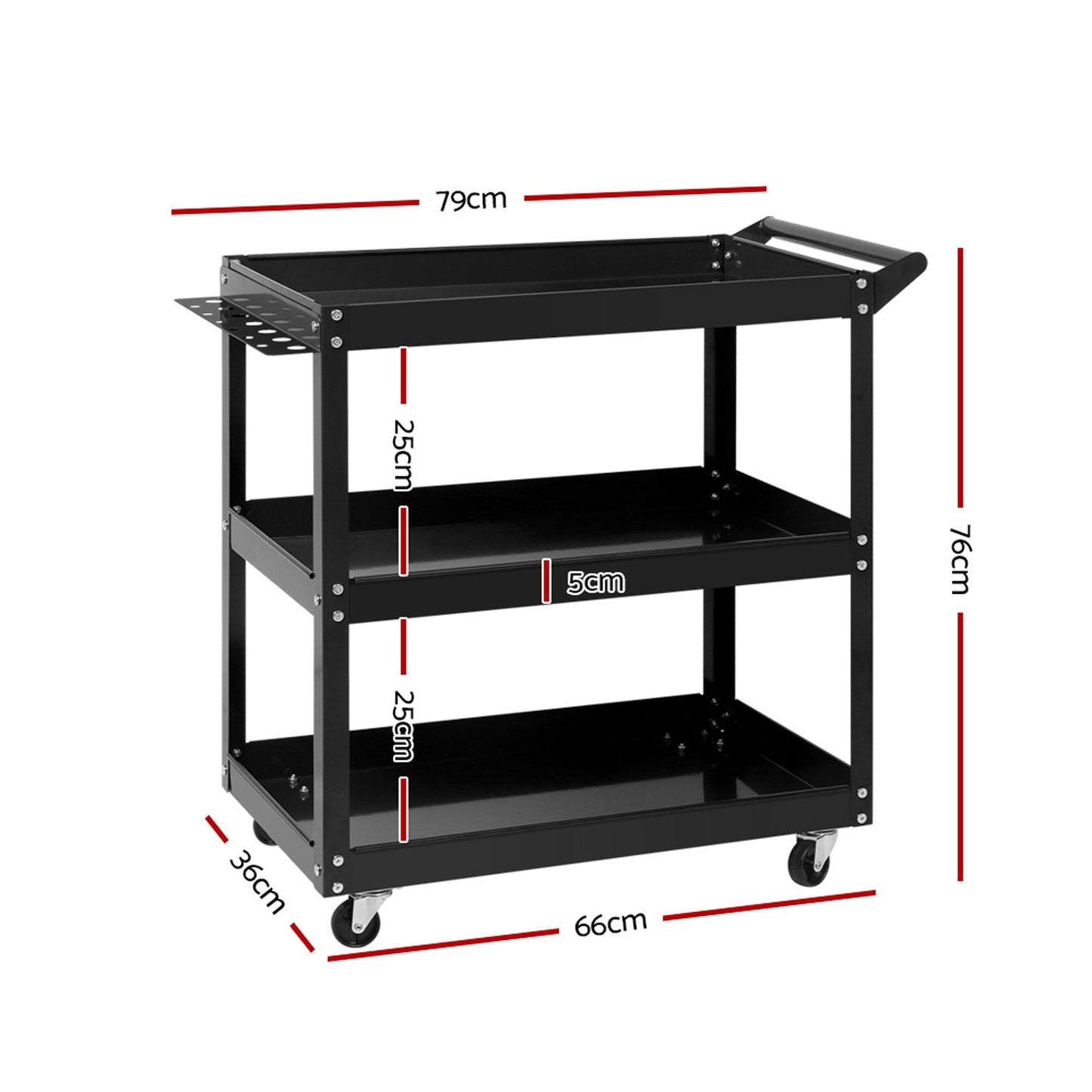 Three Tier Tool Cart - Black