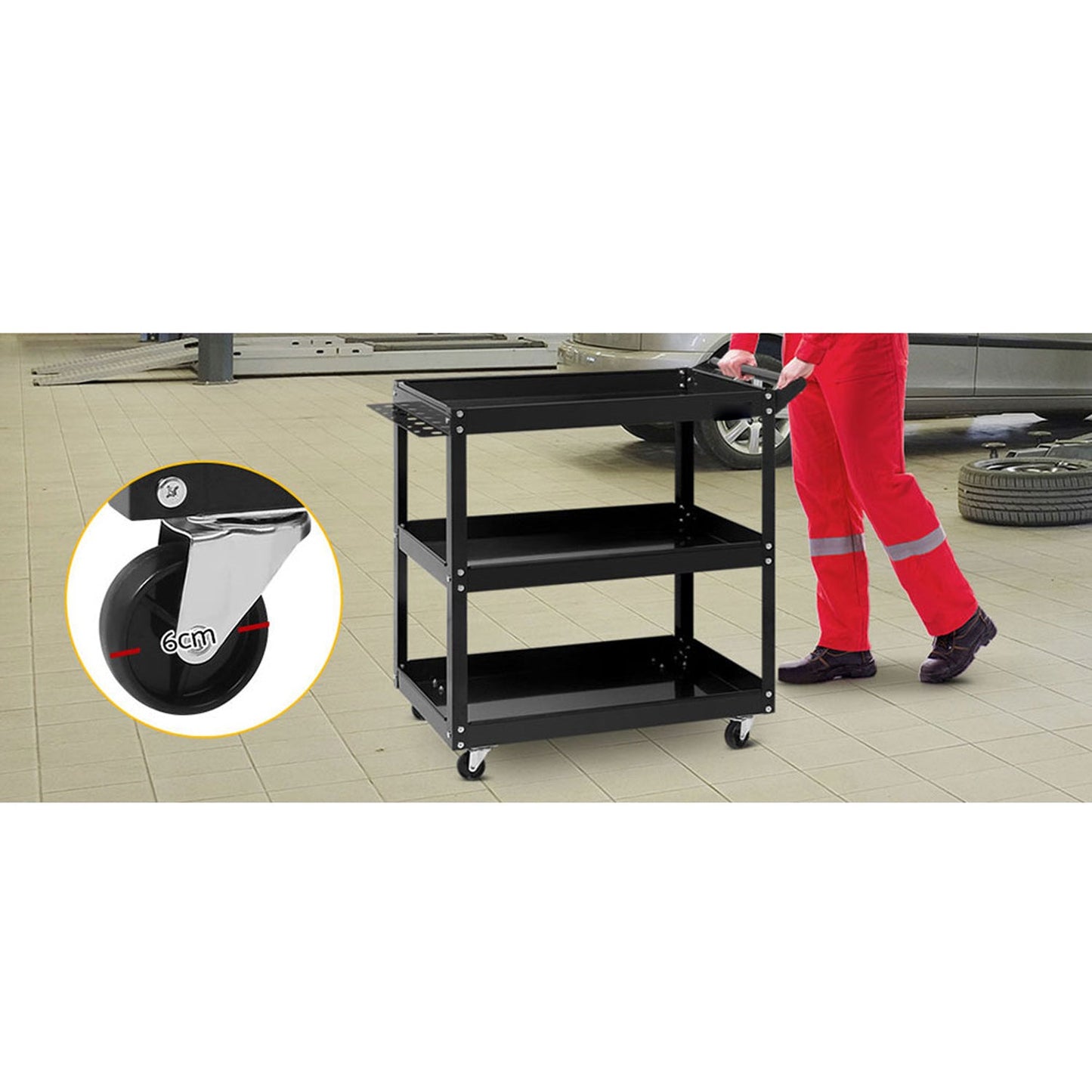 Three Tier Tool Cart - Black