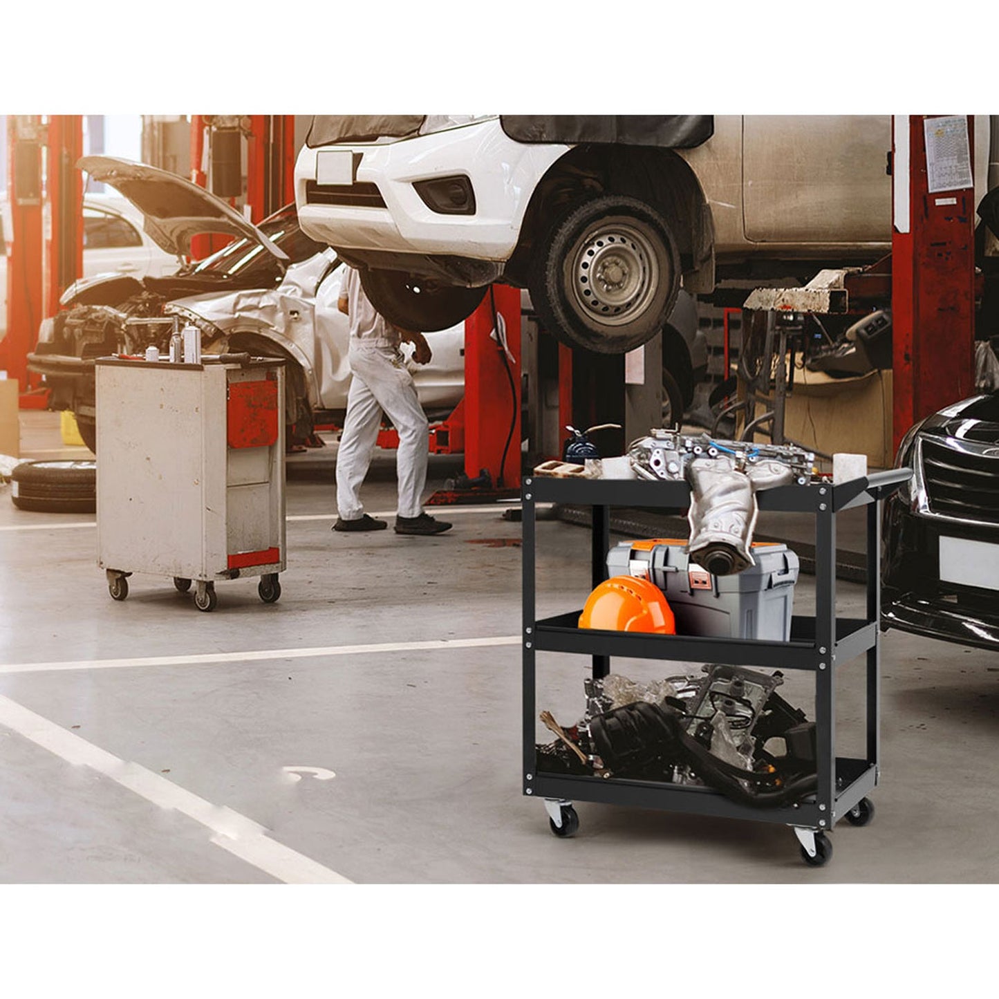 Three Tier Tool Cart - Black