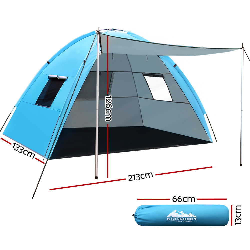 Camping Tent Beach Hiking Shade Shelter Fishing Blue - Fits 2 to 4 Person