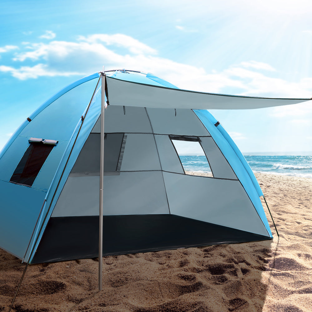 Camping Tent Beach Hiking Shade Shelter Fishing Blue - Fits 2 to 4 Person