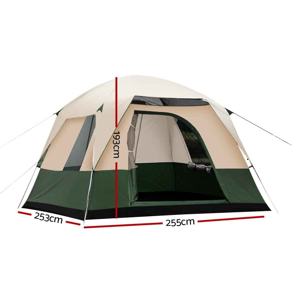 Family Camping Tent Hiking Beach Tents Green - Fits 4 Person