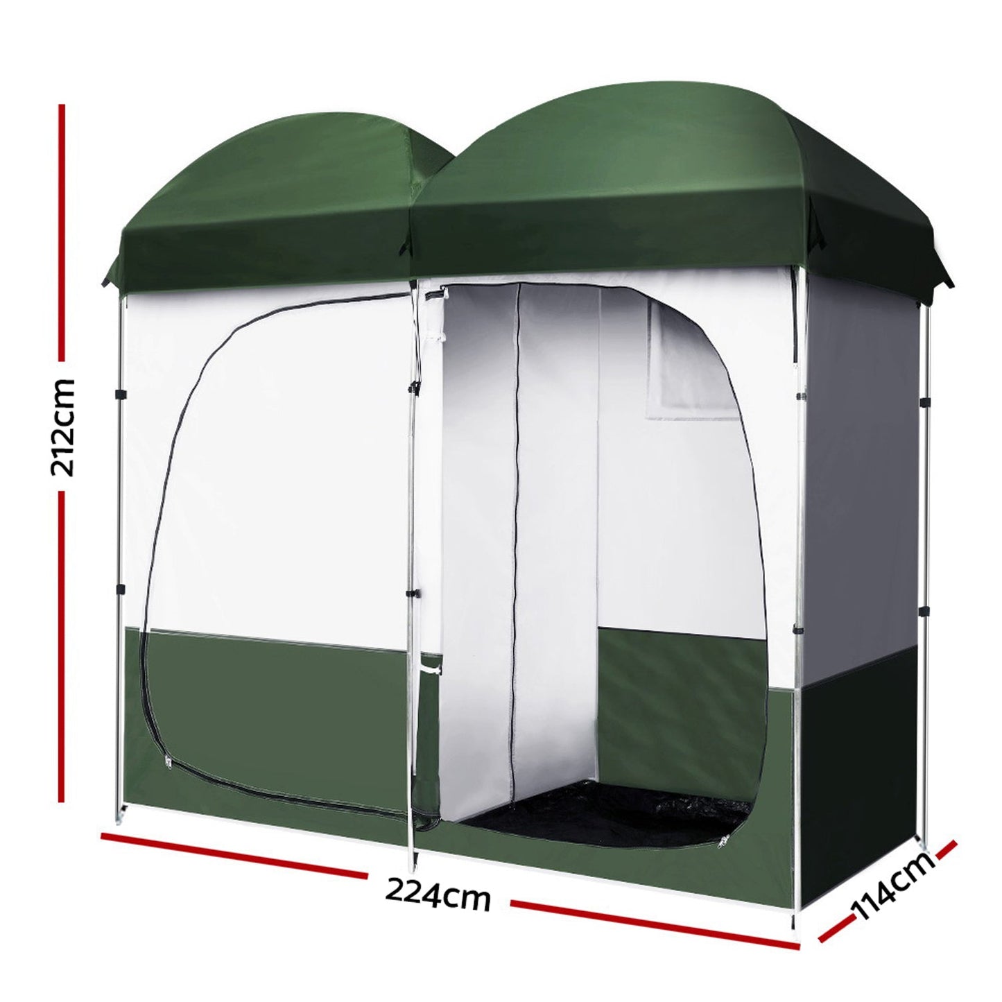 Portable Double Toilet Tent - Green