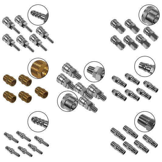 45pcs Air Hose Fittings Kit with Nitto Type Male Female Barb Couplers