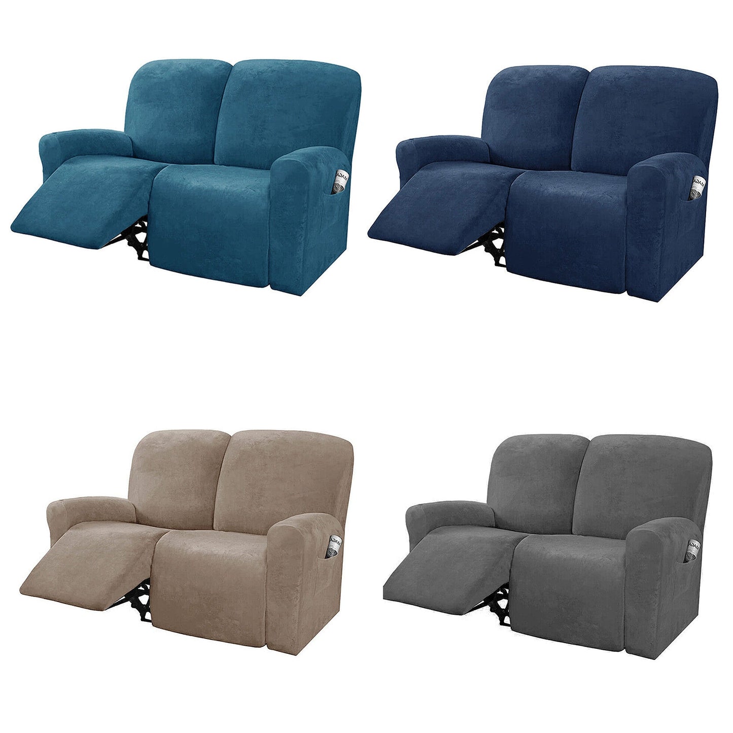 2 Seater Stretch Recliner Sofa Cover Velvet Reclining Couch Slipcovers