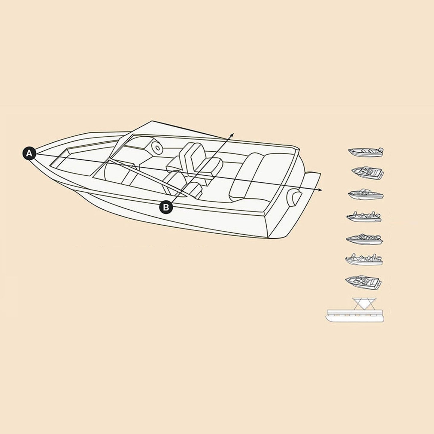 17 - 19ft Waterproof Boat Cover 600D