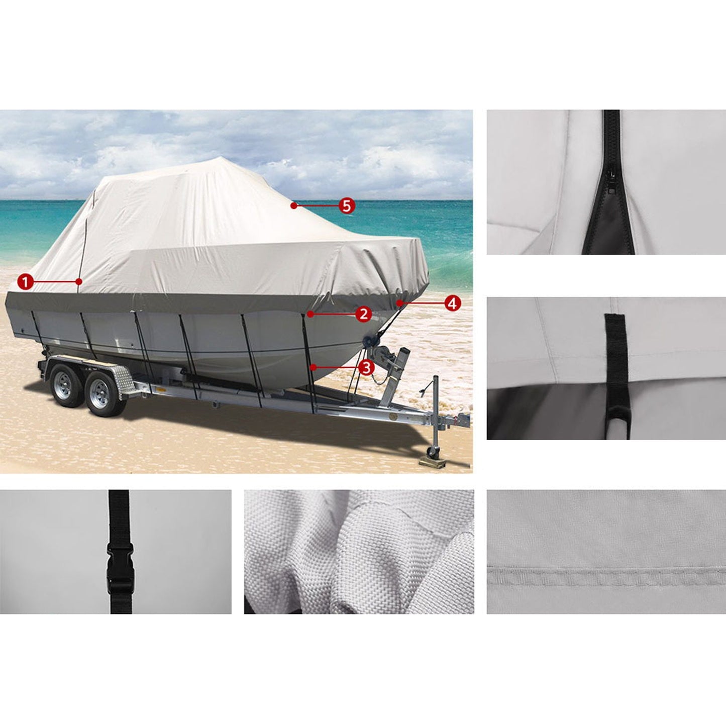 17 - 19ft Waterproof Boat Cover 600D
