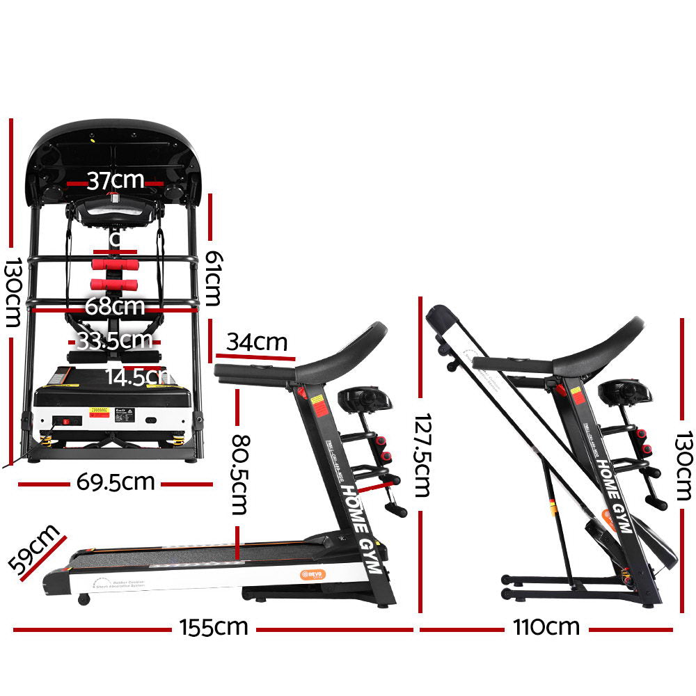 Electric Treadmill Auto Incline Home Gym Run Exercise Machine - 3.5HP