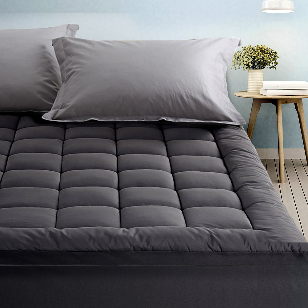 Bamboo Fibre Mattress Topper 1000GSM Charcoal - Double