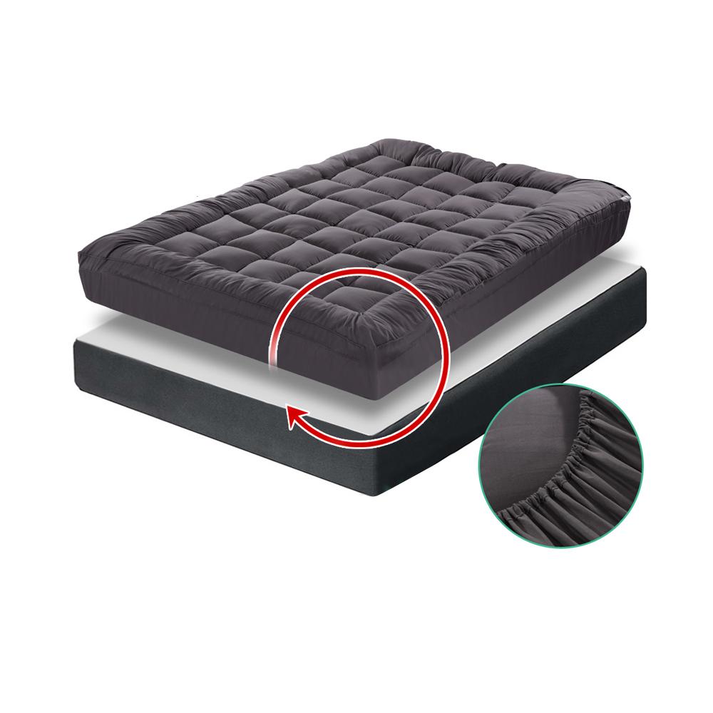 Bamboo Fibre Mattress Topper 1000GSM Charcoal - Single