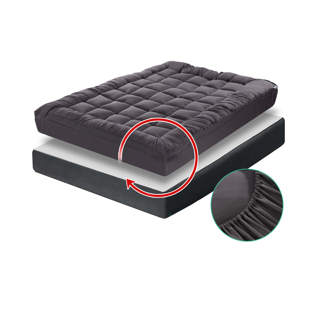 Bamboo Fibre Mattress Topper 1000GSM Charcoal - Double