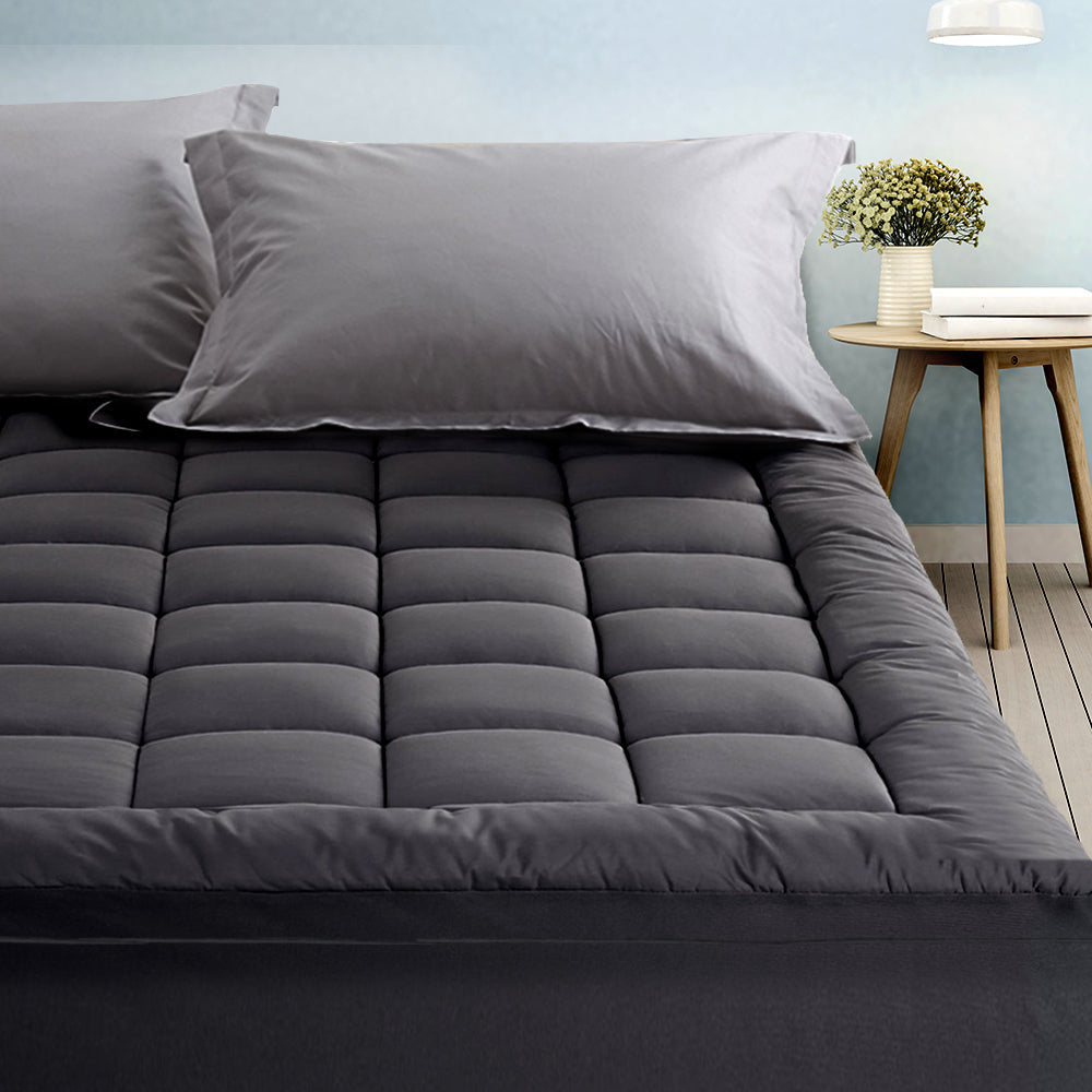 Bamboo Fibre Mattress Topper 1000GSM Charcoal - Single