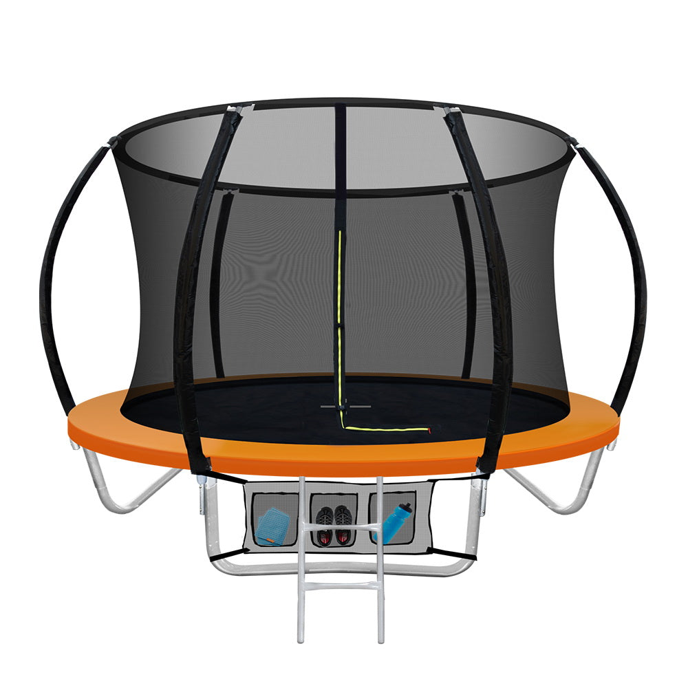 Kids Outdoor Round Trampoline with Enclosure Safety Net Pad 8FT - Orange