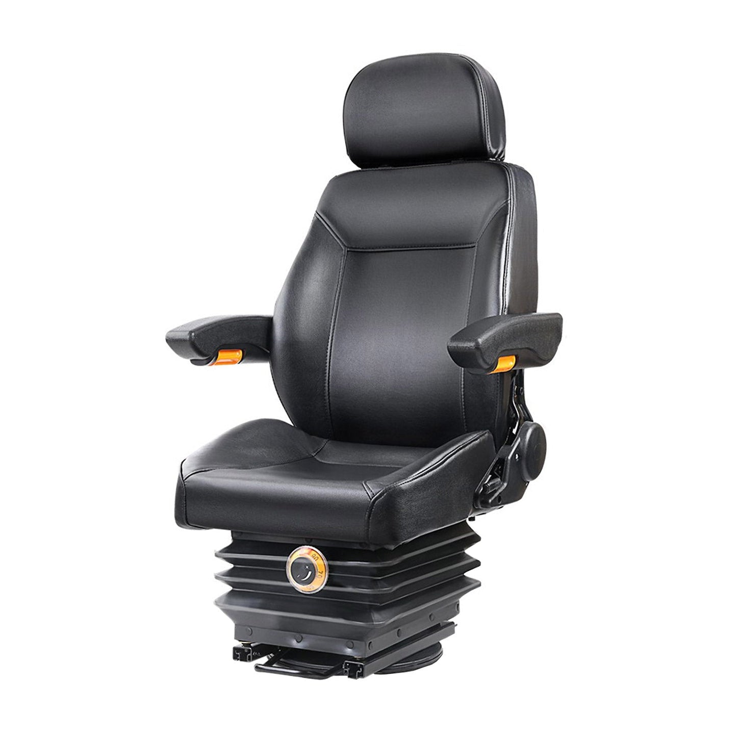 Truck Vehicle Car PU Leather Suspension Tractor Seat - Black