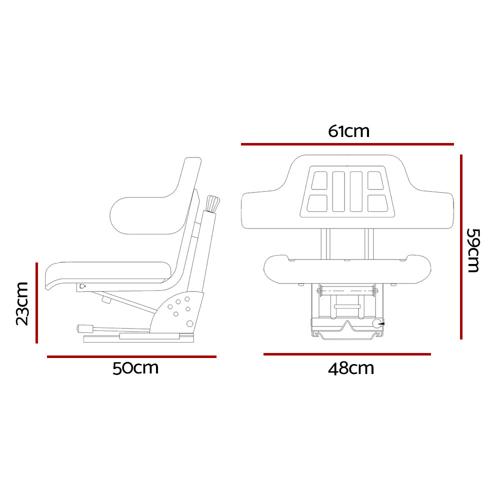 Truck Vehicle Car PU Leather Tractor Seat - Black