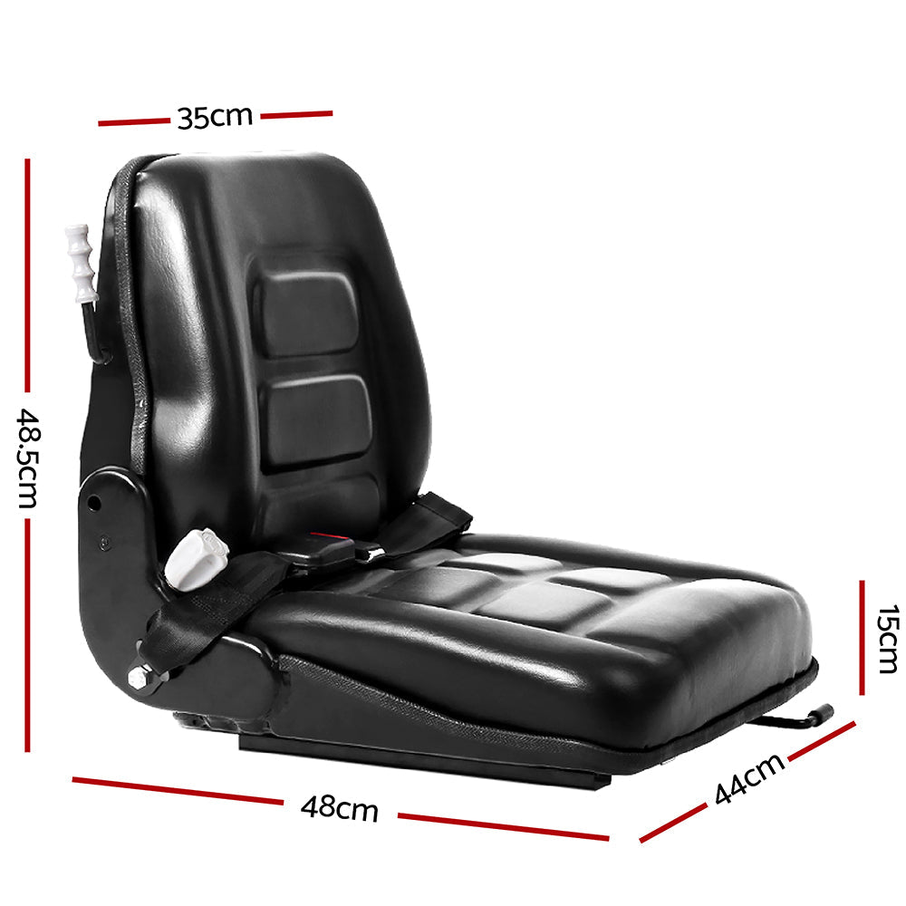 Universal Forklift Seat Excavator Truck Leather Backrest - Black