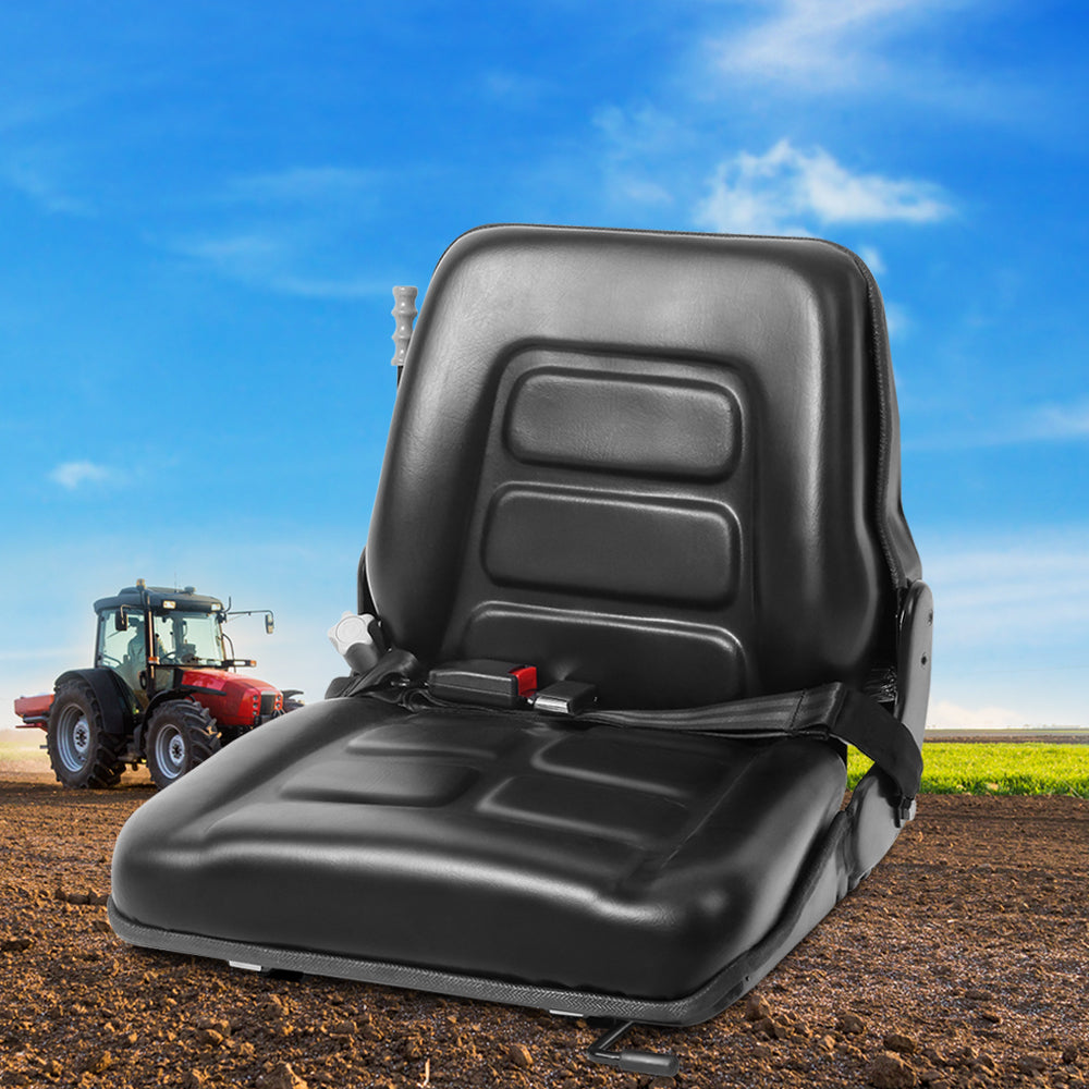Universal Forklift Seat Excavator Truck Leather Backrest - Black