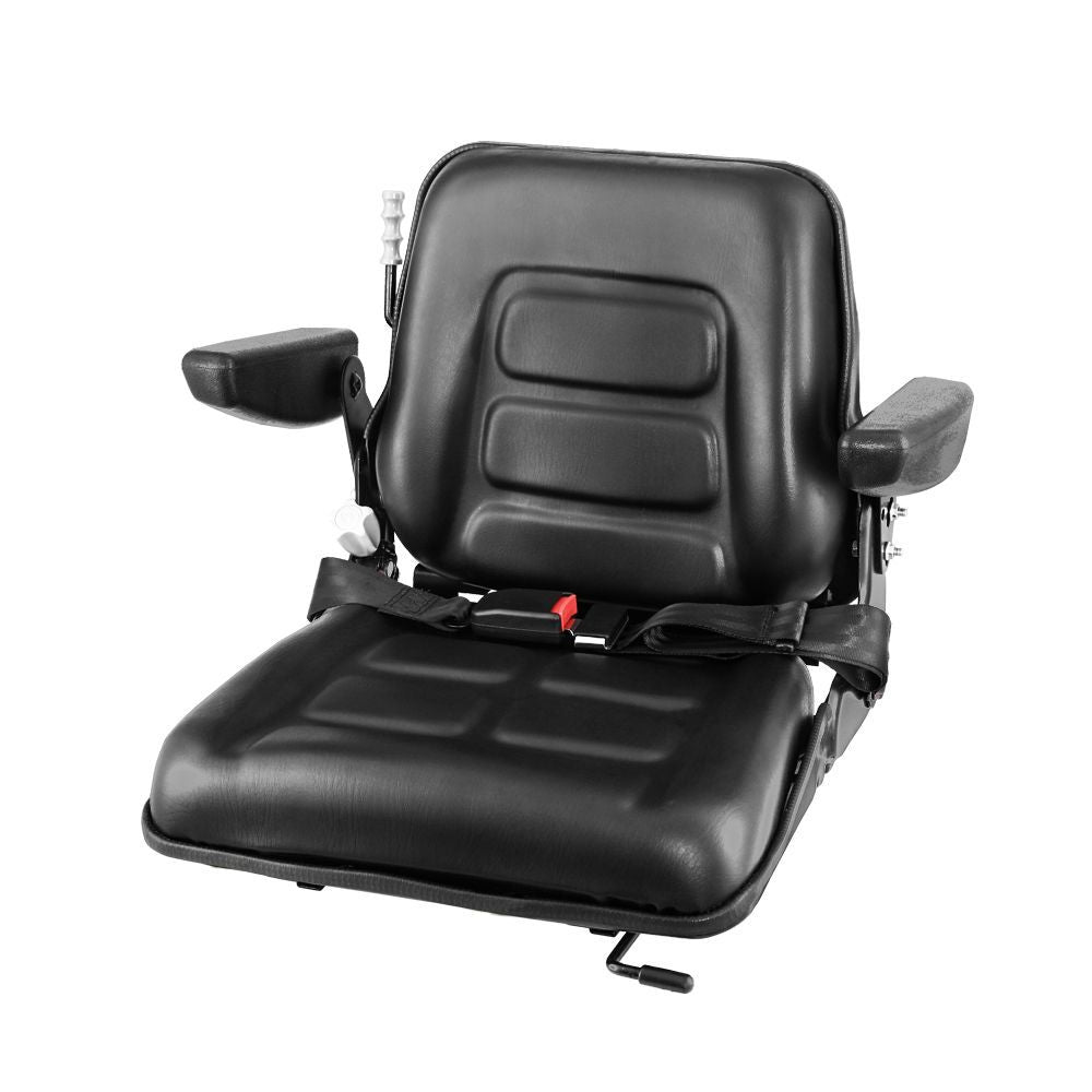Universal Tractor Seat Forklift Suspension Backrest Truck Chair - Black
